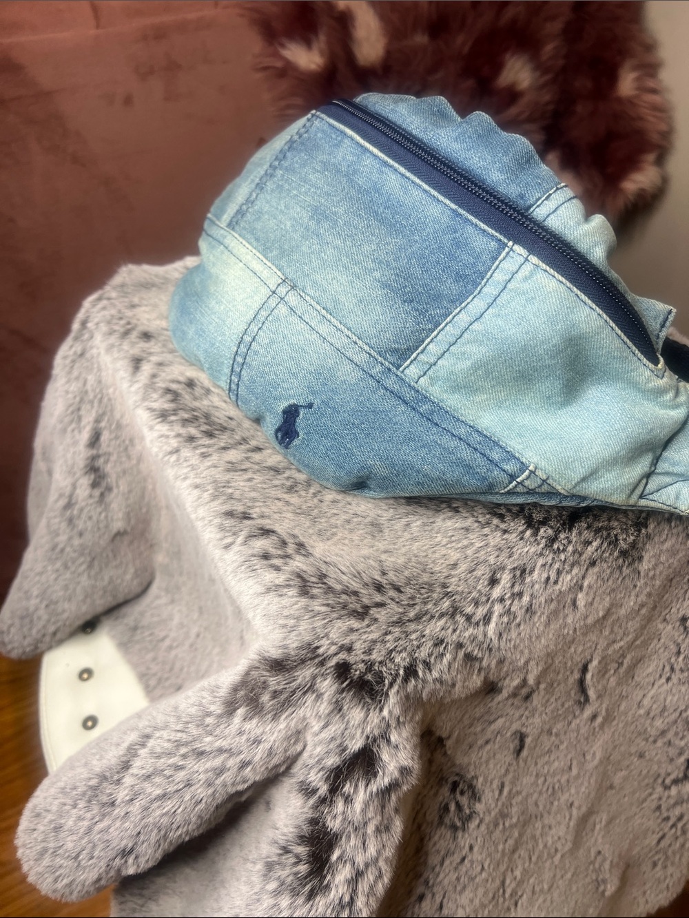 Ralph Lauren Light Denim Fanny Pack with Navy Pony - Picture 2 of 5